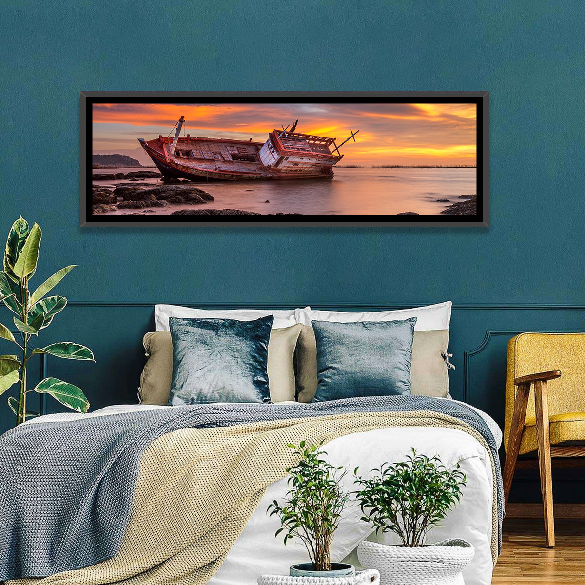 Shipwreck at Sunset Wall Art