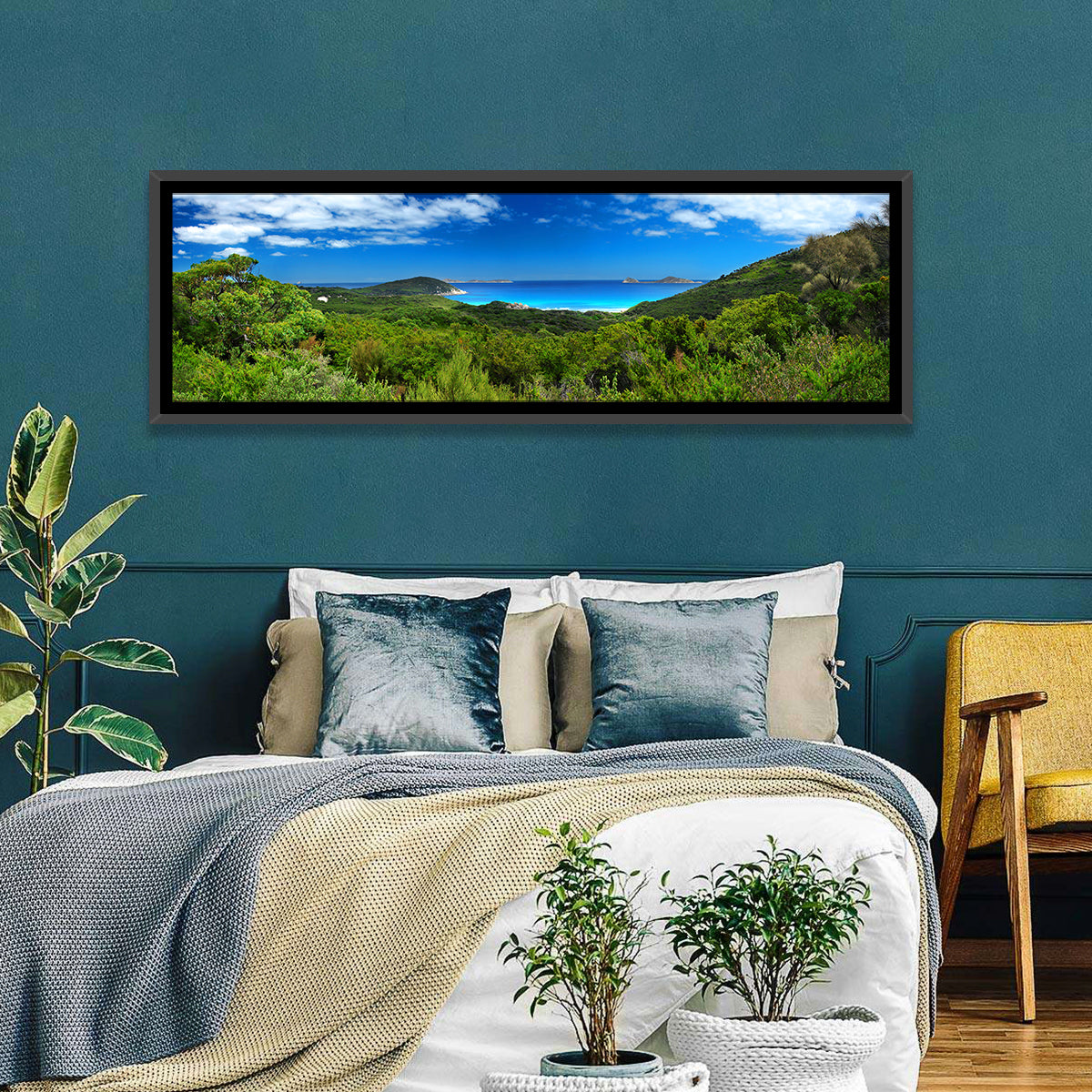 Wilsons Promontory Coastal Panorama Wall Art in a room, panoramic