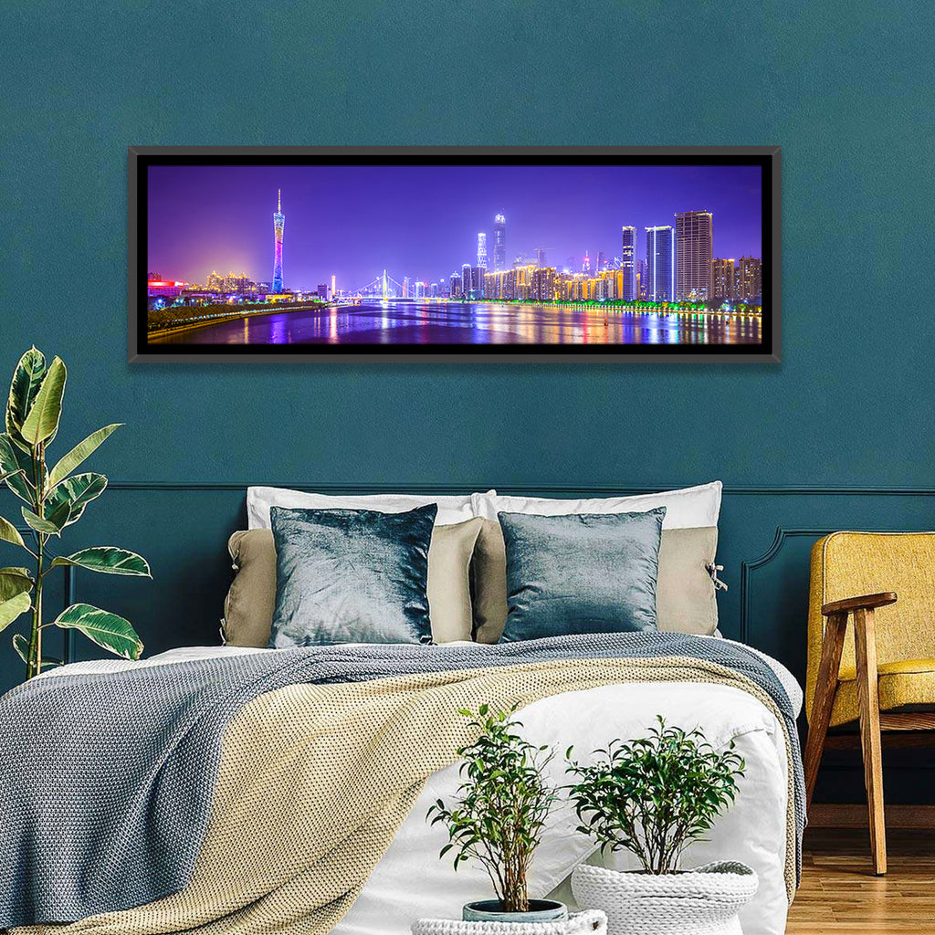 Guangzhou Skyline Night Over Pearl River Wall Art