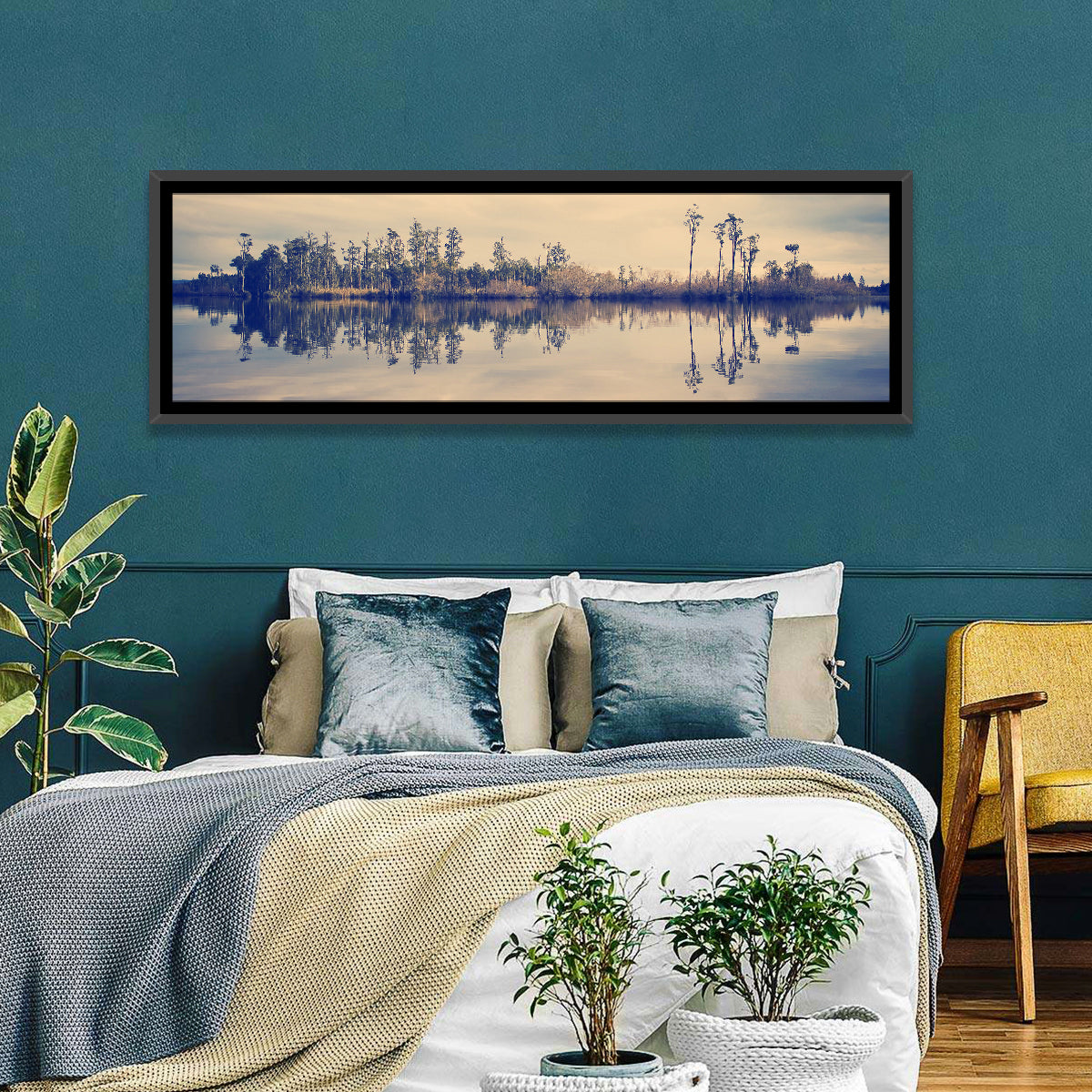 Sunset Over Forest Lake Wall Art