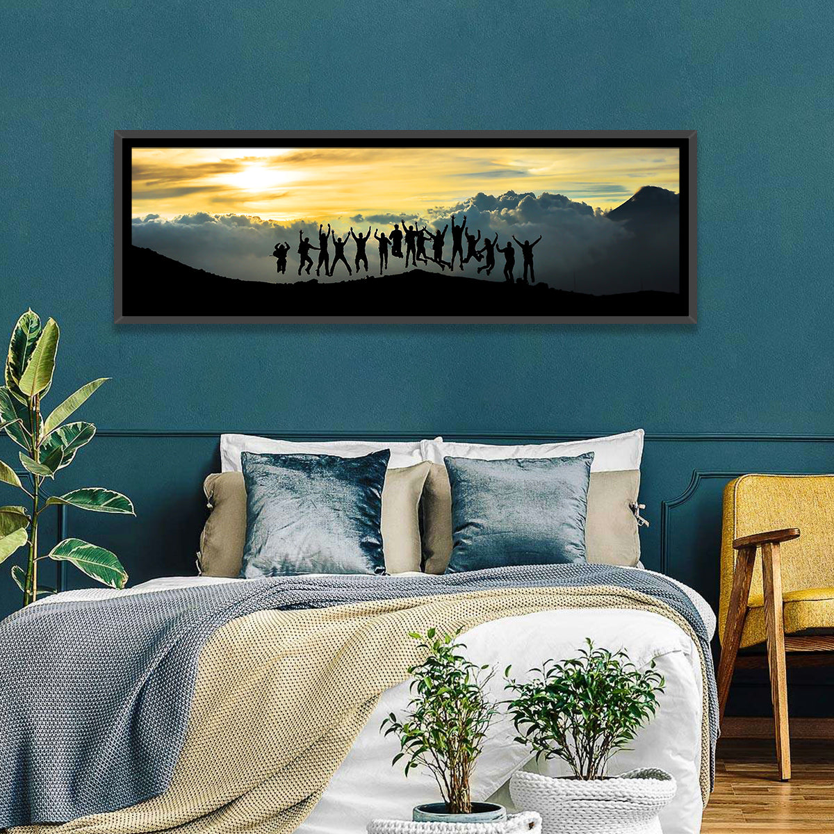 Golden Team Silhouettes at Sunset Wall Art
