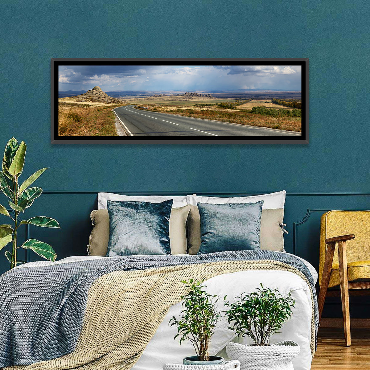 East Kazakhstan Road Wall Art in a room, panoramic