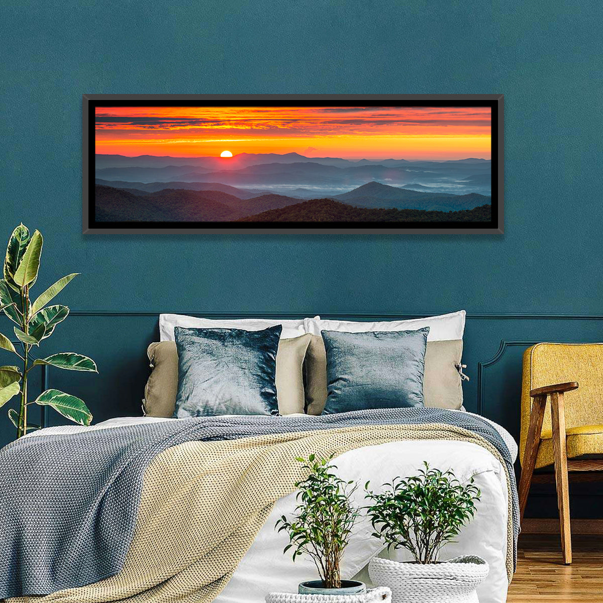 Blue Ridge Sunrise Over Misty Ridges Wall Art