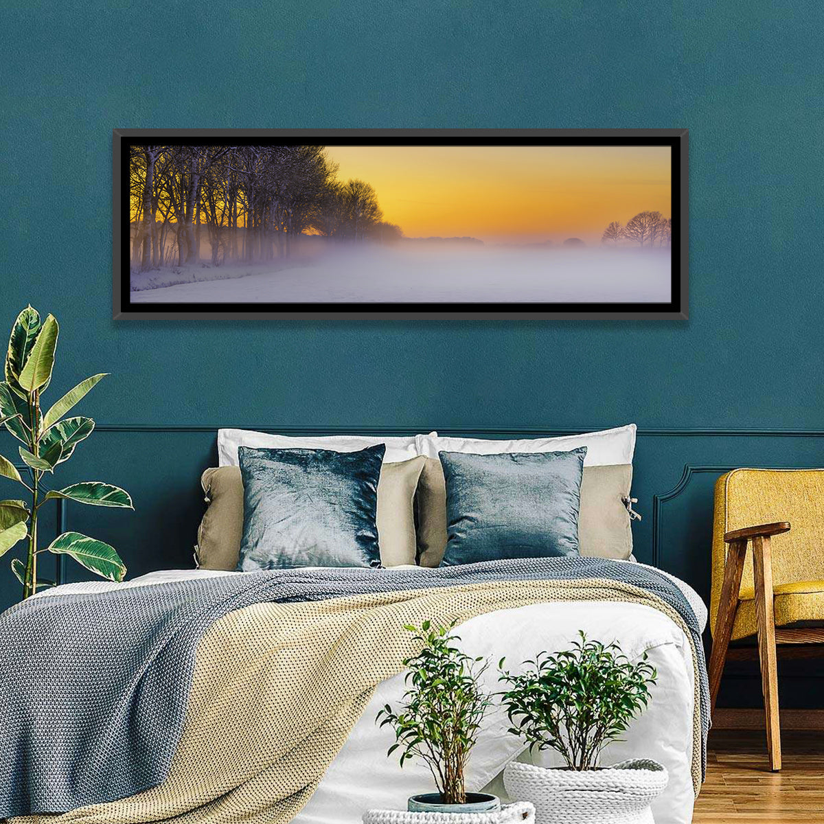 Foggy Winter Sunset Wall Art