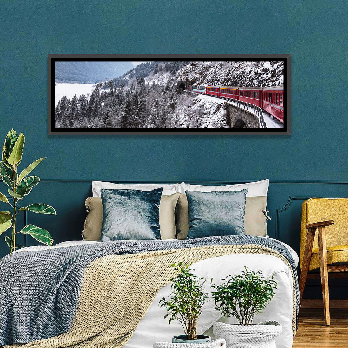 Red Train at Landwasser Viaduct Wall Art