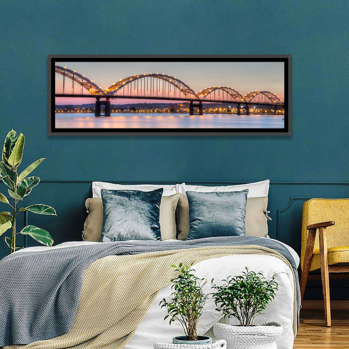 Centennial Bridge at Twilight Wall Art in a room, panoramic