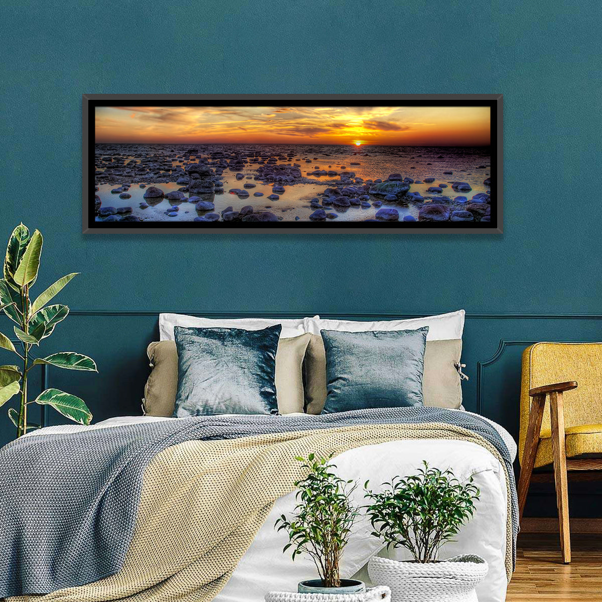 Sea Stones at Sunset Wall Art