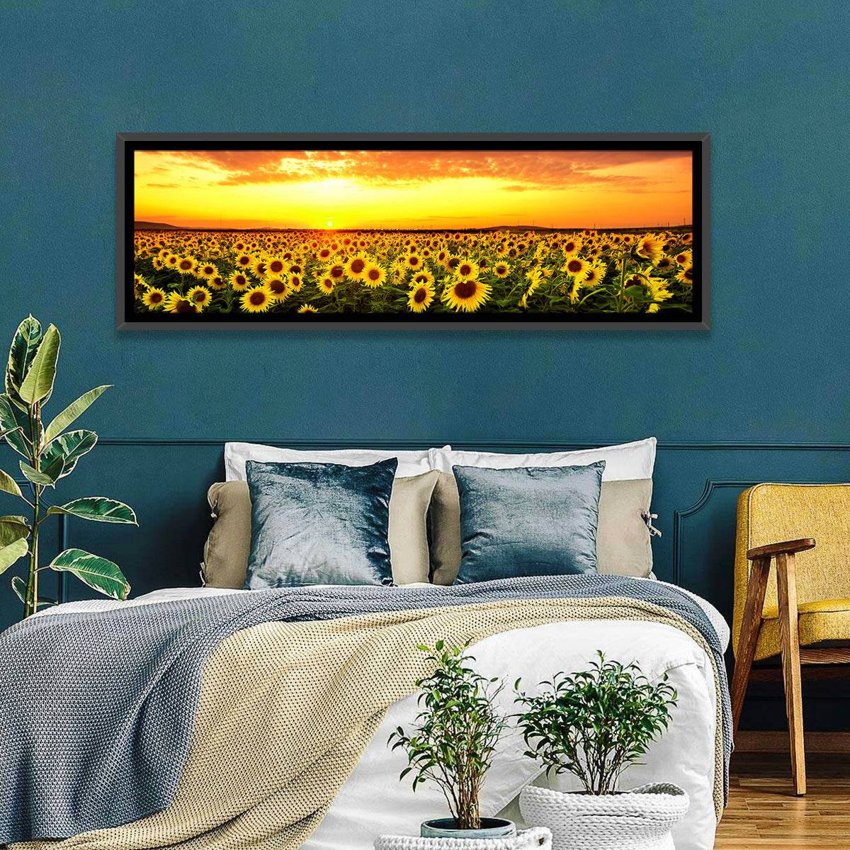 Sunflower Field Sunset Wall Art