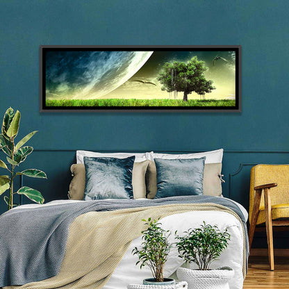 Alien Meadow Under a Giant Planet Wall Art