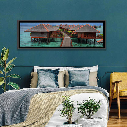 Overwater Bungalows Boardwalk Over Turquoise Sea Wall Art