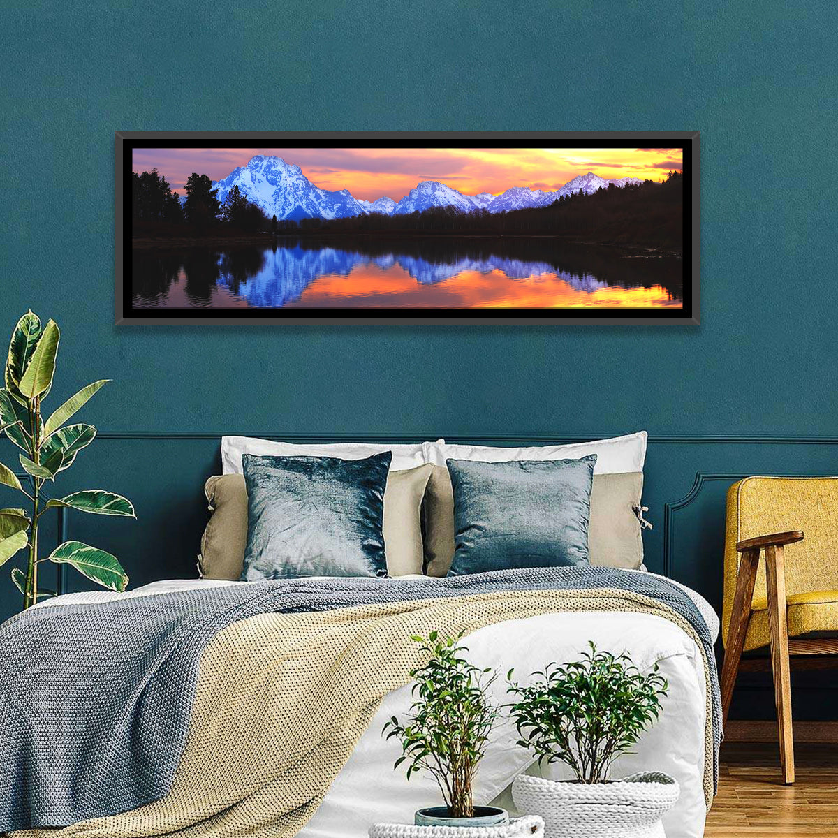 Grand Teton Sunset Reflection Wall Art