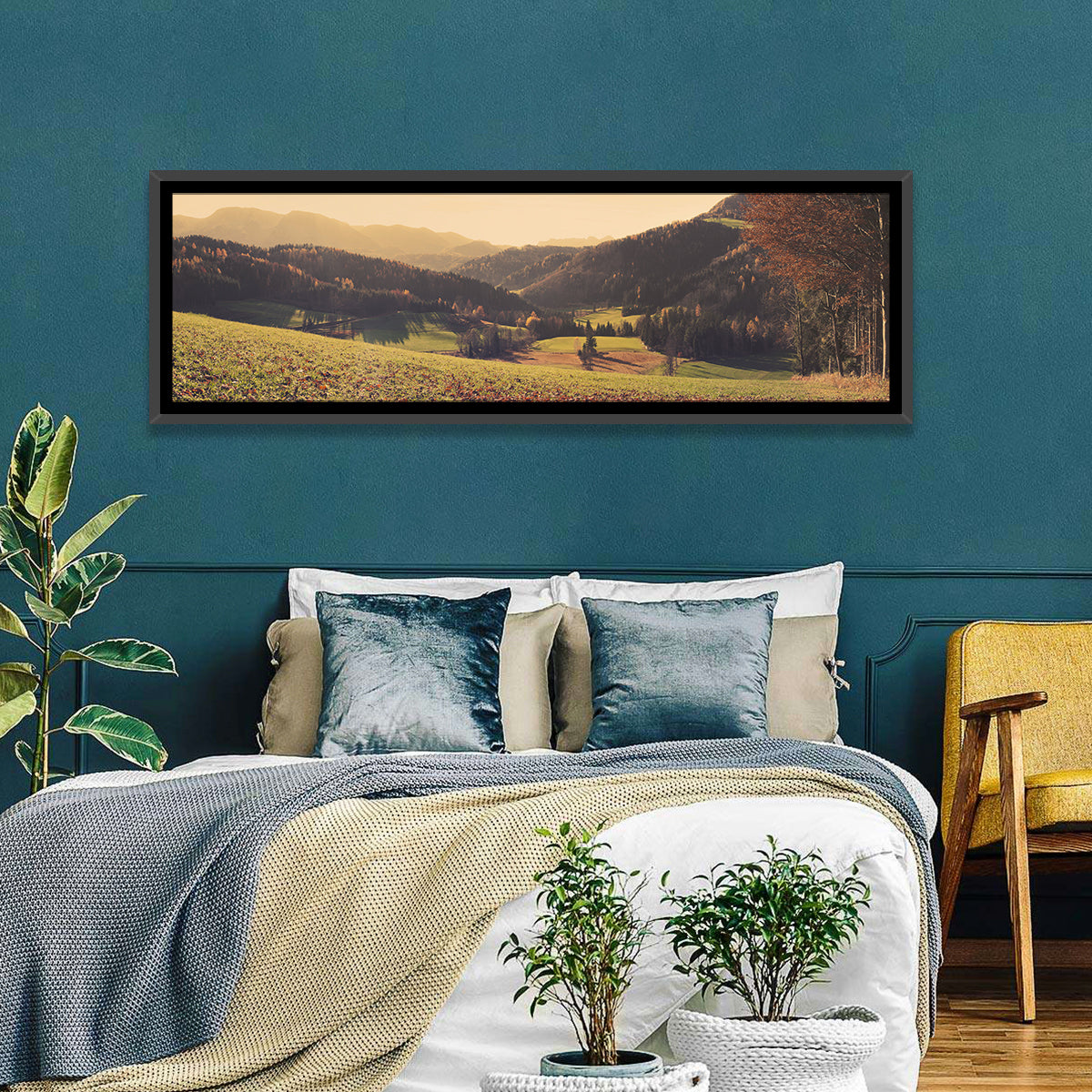 Stodertal Valley Wall Art in a room, panoramic
