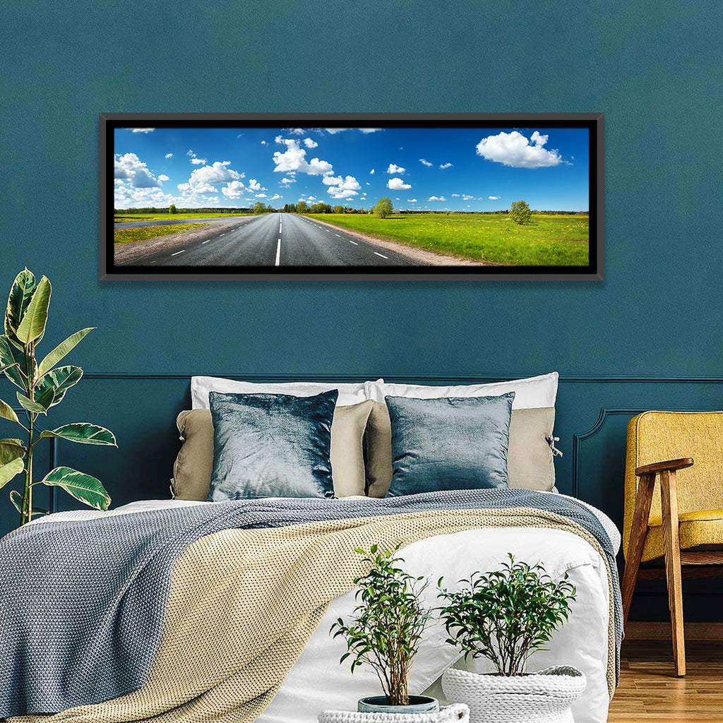 Asphalt Road Through Meadow Wall Art