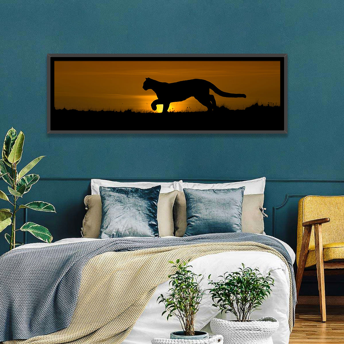 Cougar Silhouette at Sunset Wall Art