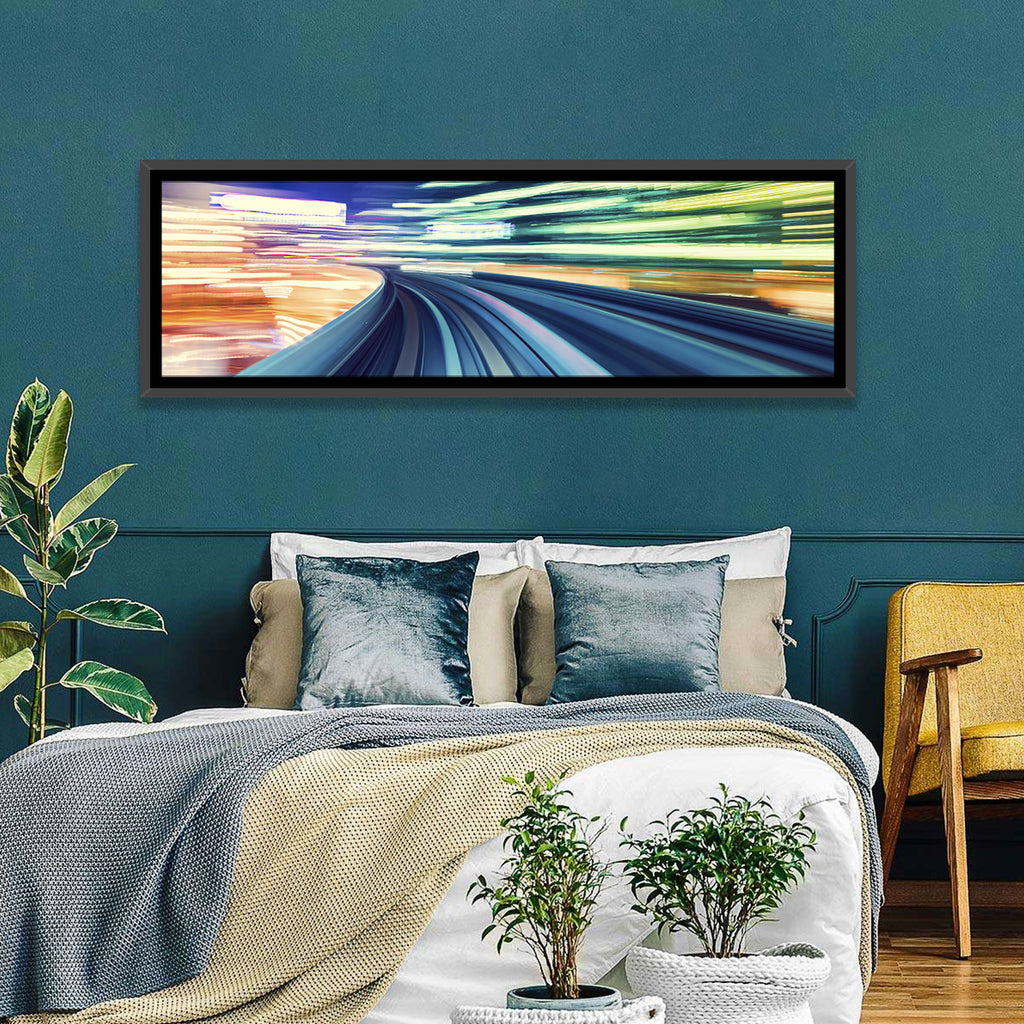 Curved Monorail Light Trails Wall Art