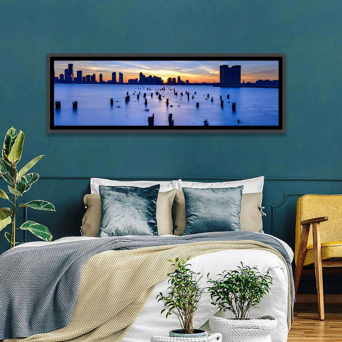 Jersey City Skyline at Dusk Wall Art