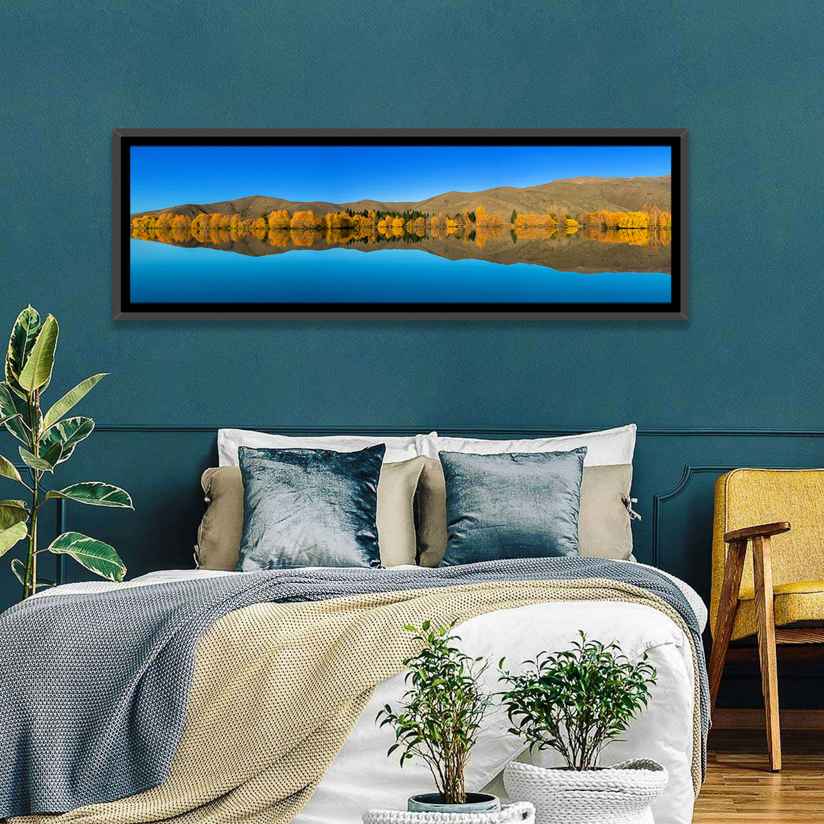 Lake Ruataniwha Wall Art in a room, panoramic