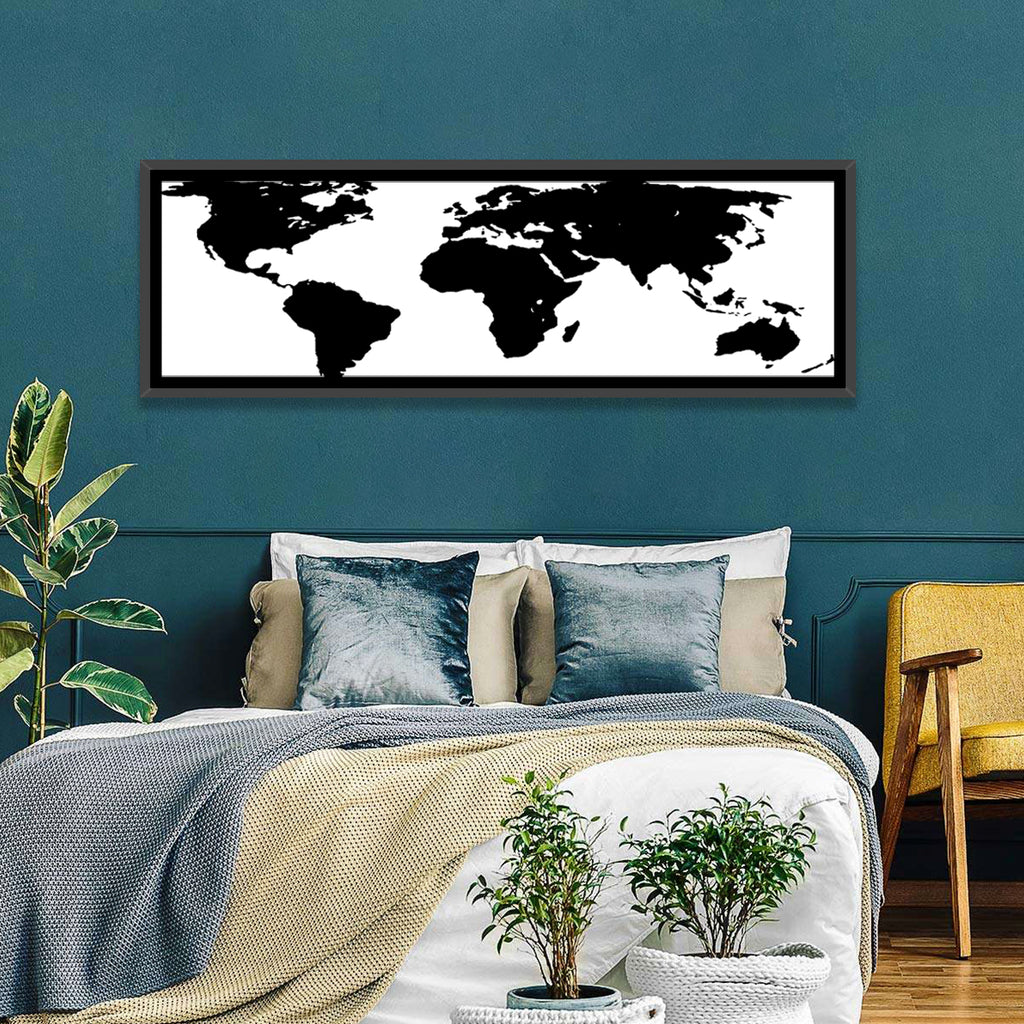 Minimalist Black World Map Wall Art