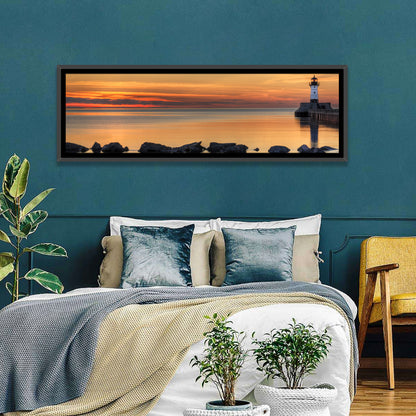 Duluth North Pier Lighthouse Sunset Wall Art