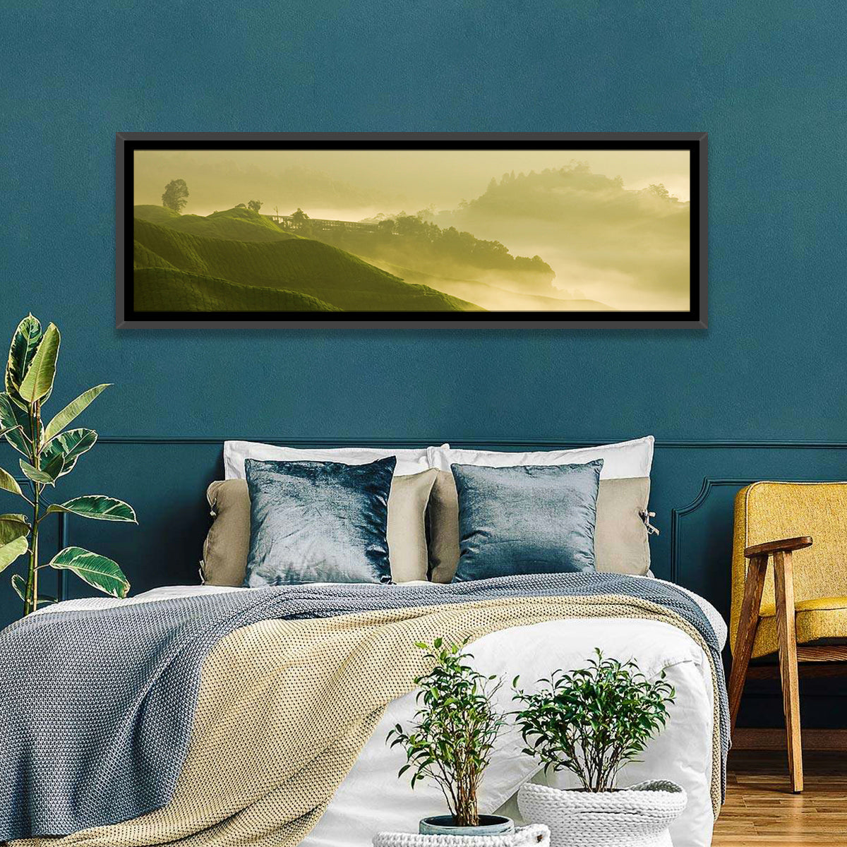 Tea Plantation Morning Mist Wall Art
