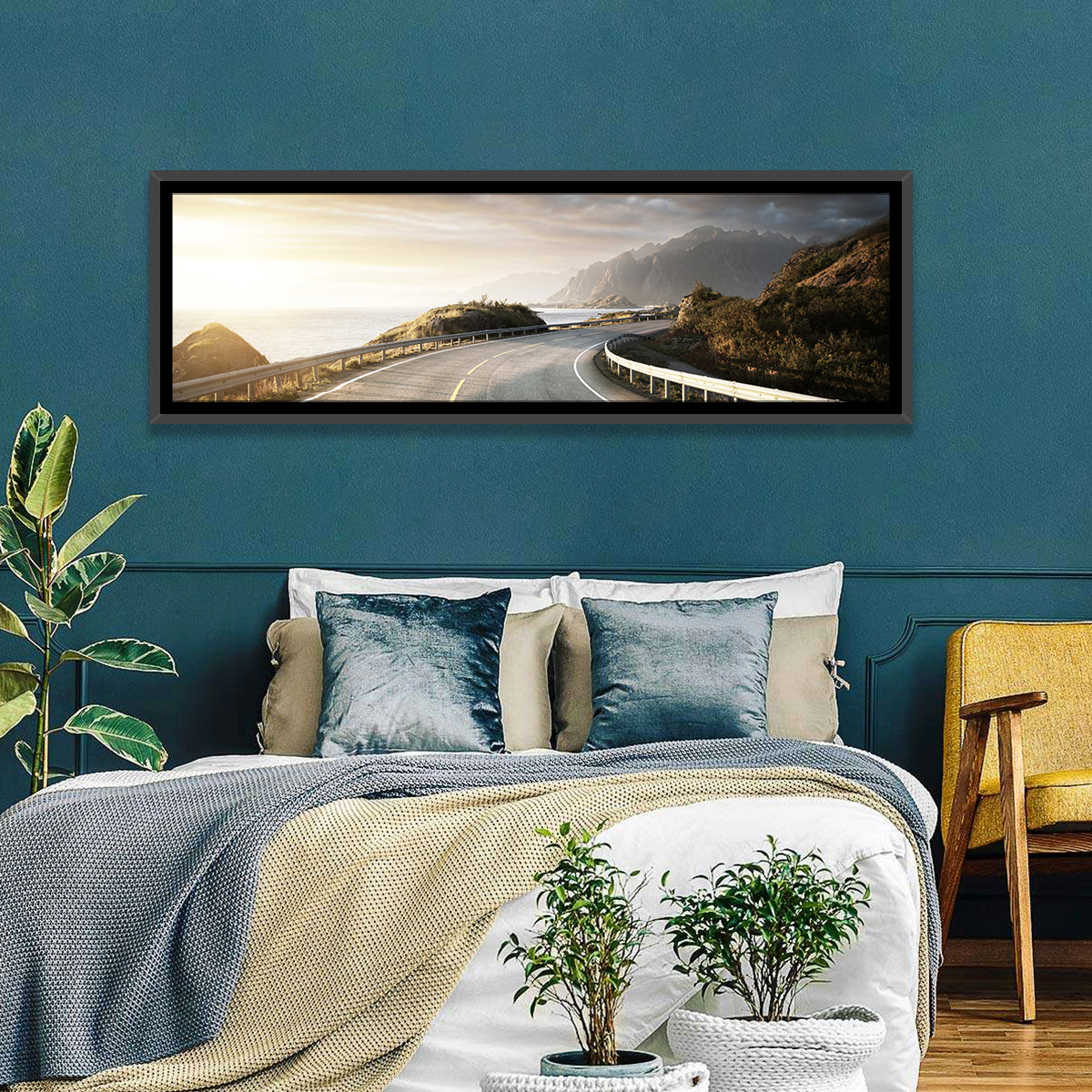 Golden Sunrise Coastal Road Wall Art