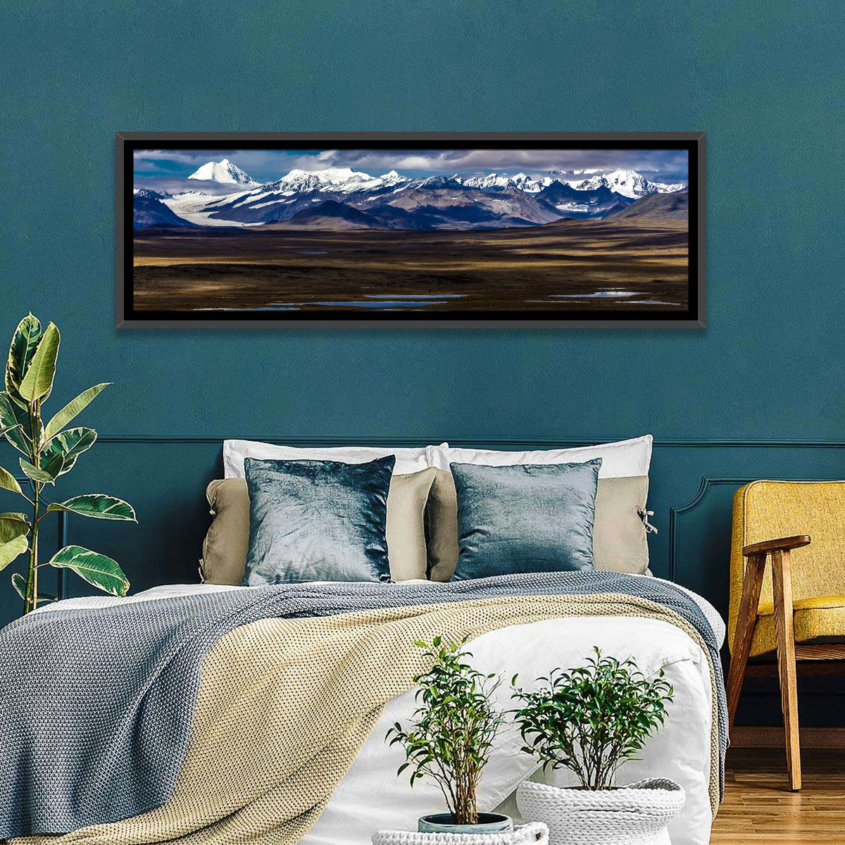 Mount Hess and Mount Debora with Wetlands Wall Art in a room, panoramic