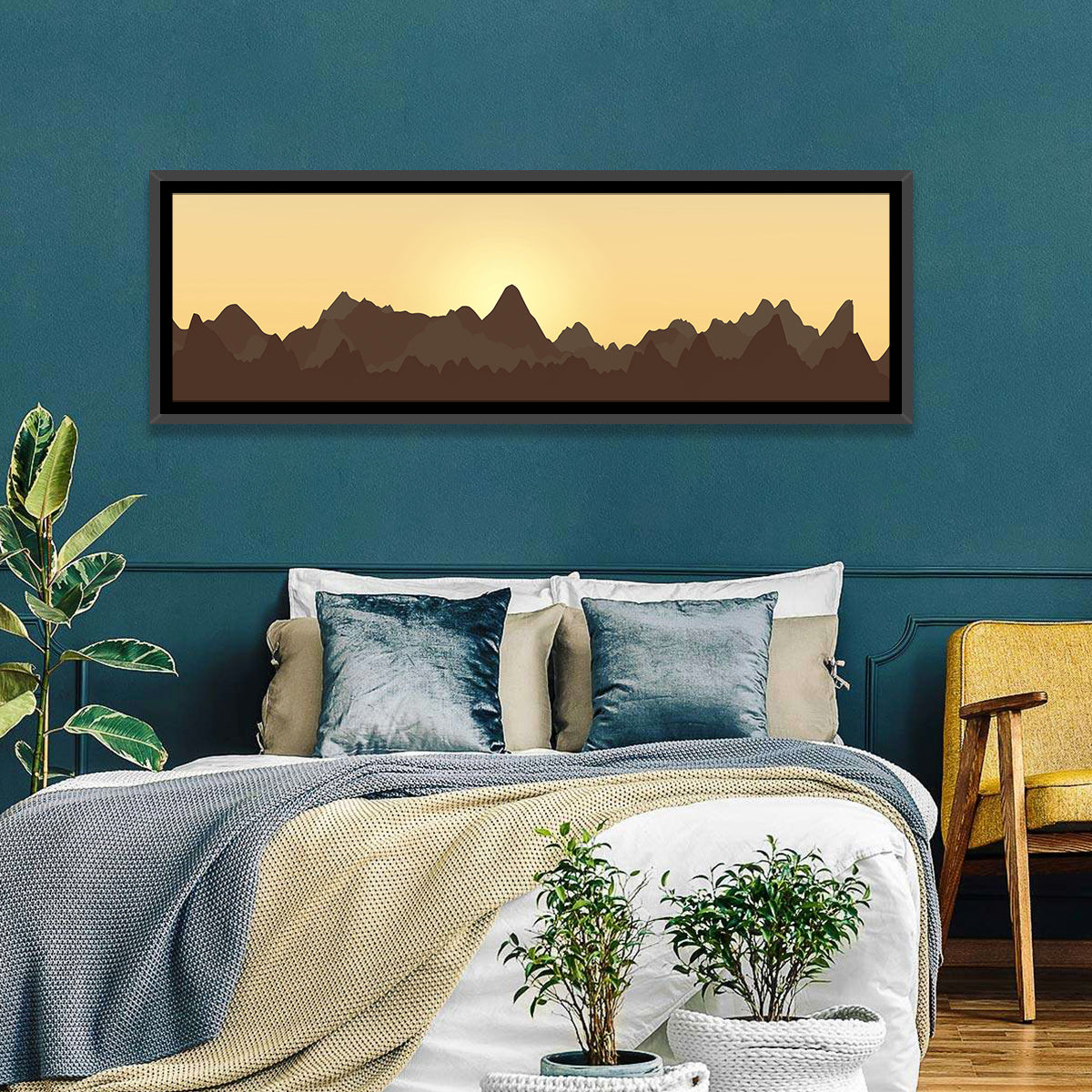 Sunset Mountain Silhouettes Wall Art