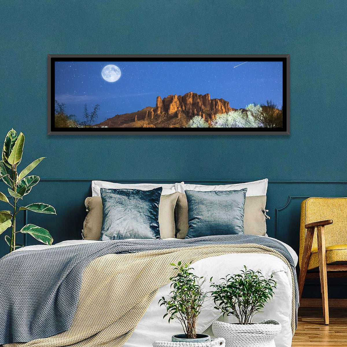 Moonlit Superstition Mountains Arizona Wall Art