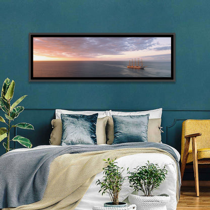 Sunlit Tall Ship at Sea Wall Art