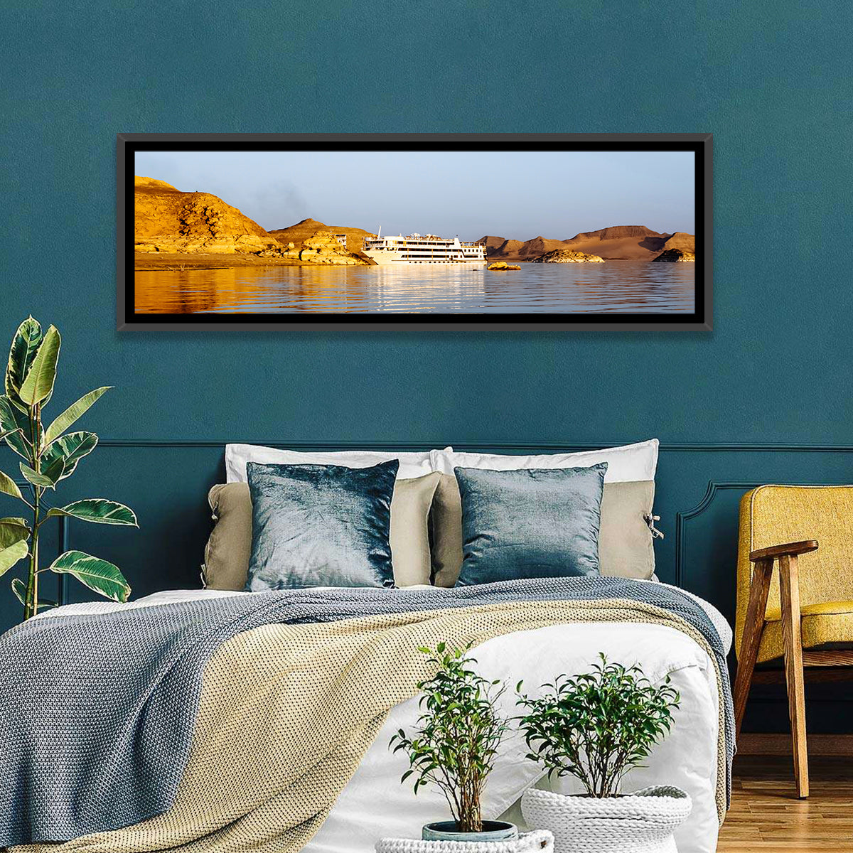 Lake Nasser Cruise Ship at Golden Hour Wall Art