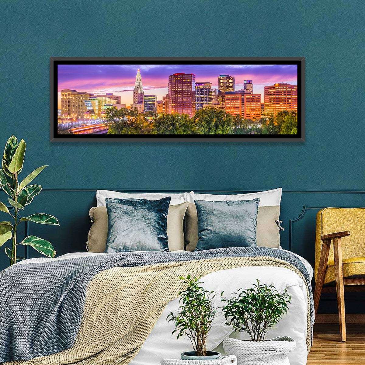 Hartford Skyline at Dusk Wall Art