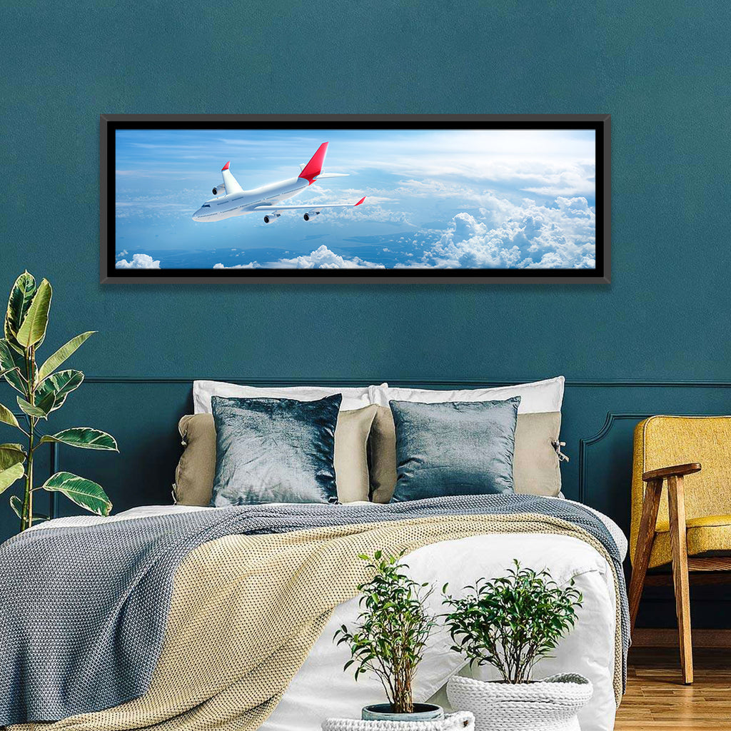 Airplane Over Blue Cloudscape Wall Art