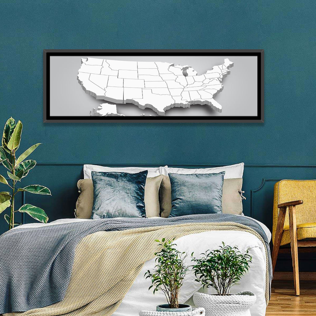 3d USA Map with Alaska and Hawaii Wall Art