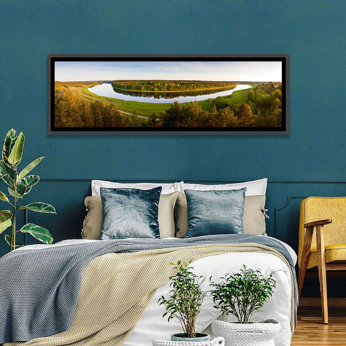 Daugava River Wall Art in a room, panoramic