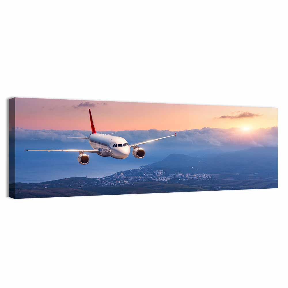 Passenger Jet at Sunset Wall Art