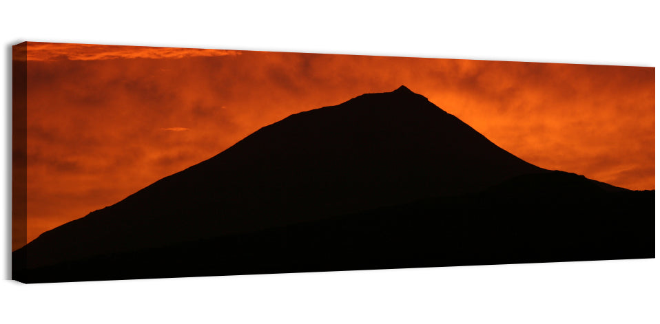 Pico Island Volcano Silhouette at Sunset Wall Art