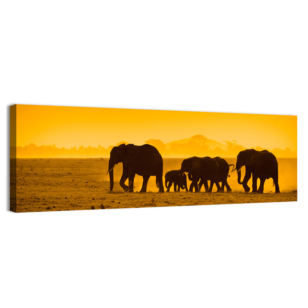 Elephant Family Silhouette Wall Art