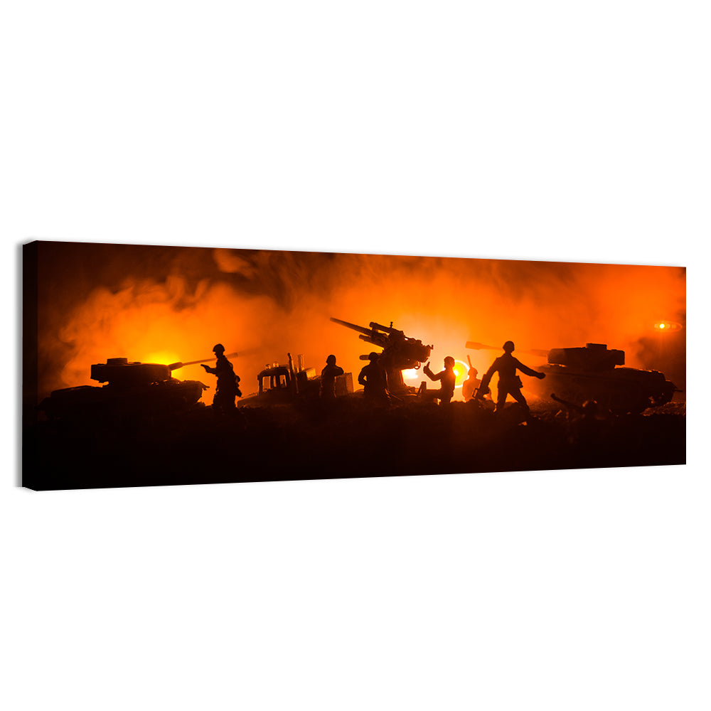 Nighttime Battlefield Silhouette Wall Art