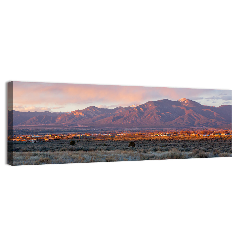 Taos Valley Sunset Wall Art, canvas print, panoramic