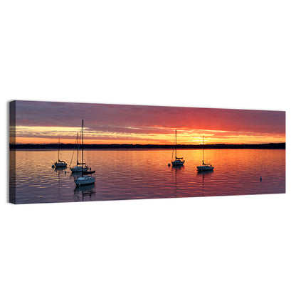 Lake Mendota Sailboats at Sunset Wall Art