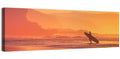 Surfer Silhouette at Golden Sunset Wall Art
