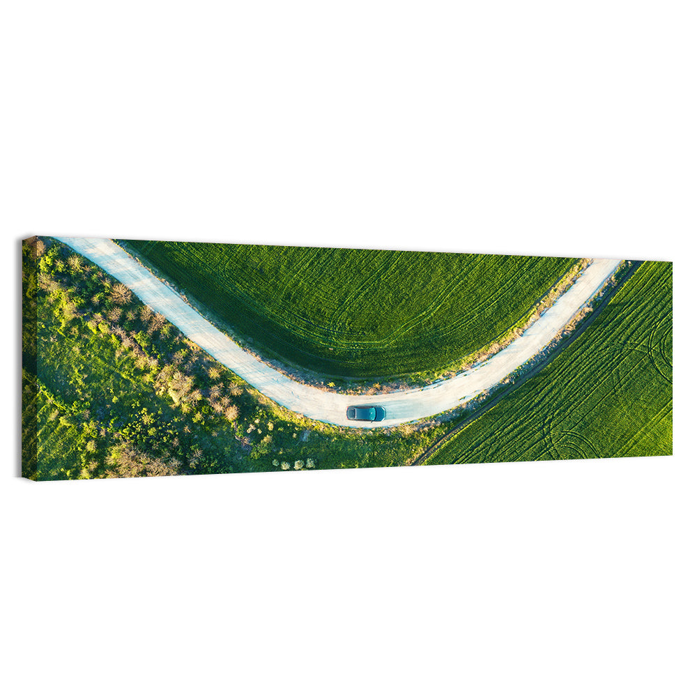 Aerial Farm Fields at Golden Hour Wall Art