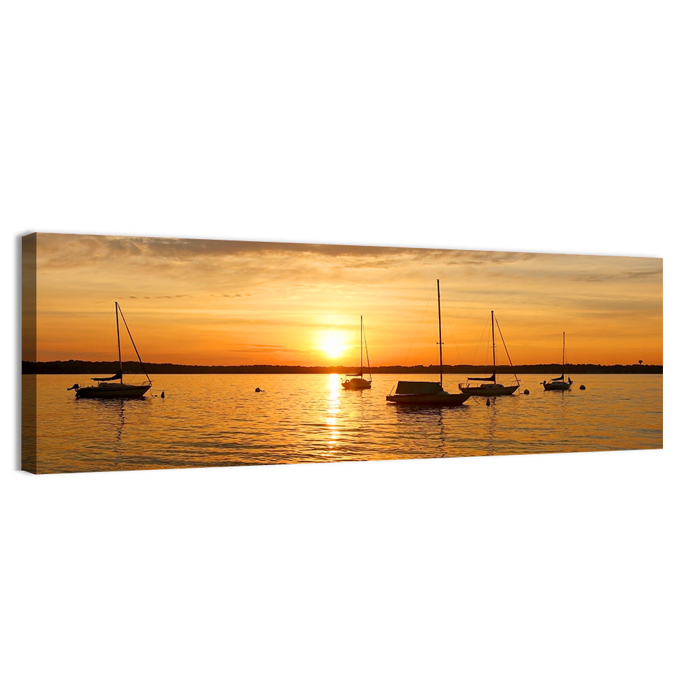 Lake Mendota Golden Sailboats Wall Art
