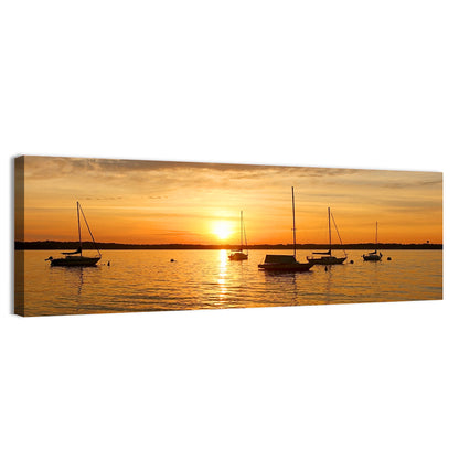 Lake Mendota Golden Sailboats Wall Art