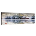 Red Cottage by a Frozen Lake Wall Art