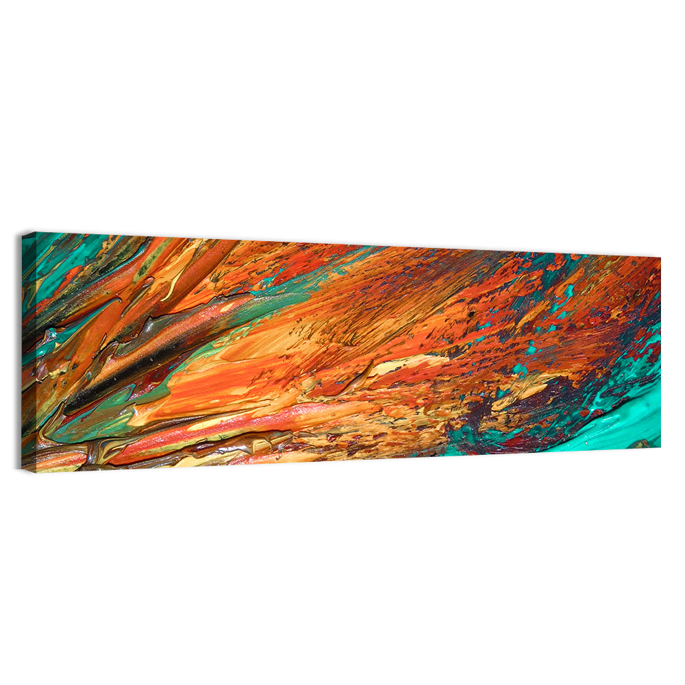 Flowing River Abstract in Orange and Teal Wall Art