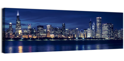 Chicago Night Skyline with Willis Tower Wall Art
