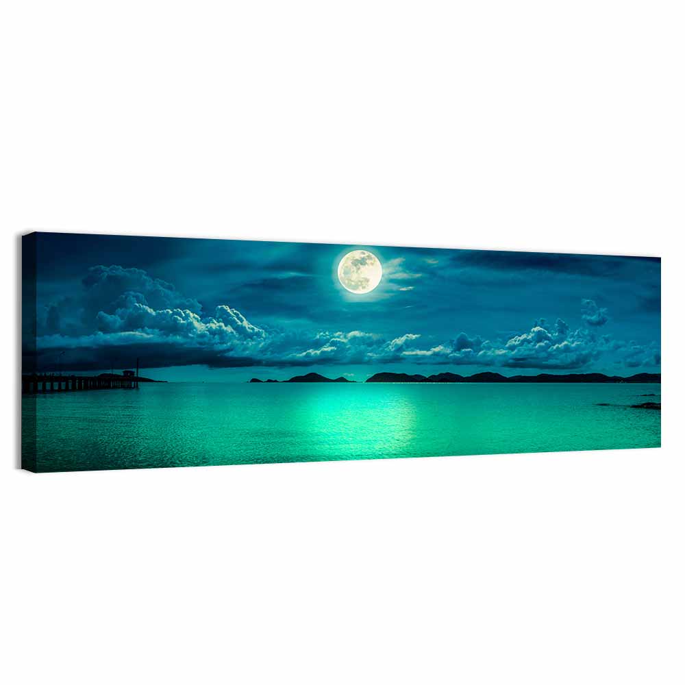 Moonlit Pier Seascape Wall Art