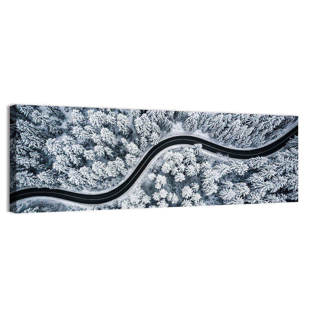 S-curve Winter Forest Road Wall Art