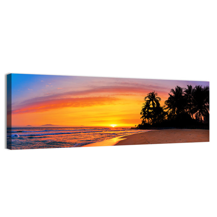 Tropical Beach Sunset Wall Art as a canvas print
